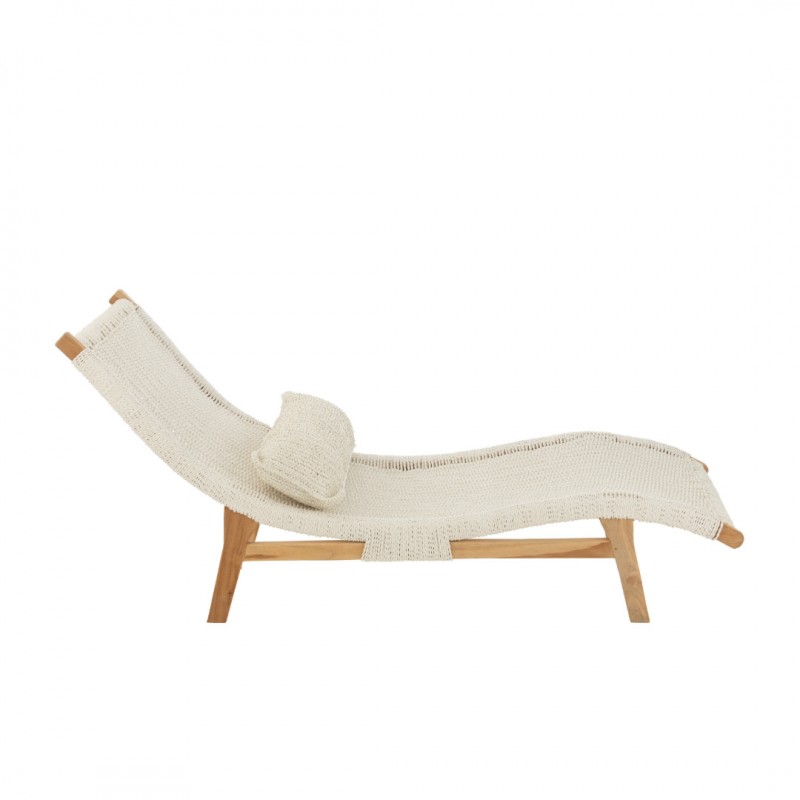 LOUNGER STRIPS WOVEN PLASTIK BLACK NATURAL TEAK 170